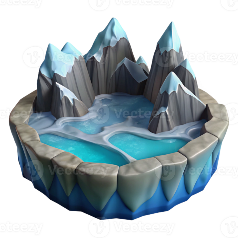dramatic modern Fjord Inlet with Glacier Ice Isolated png