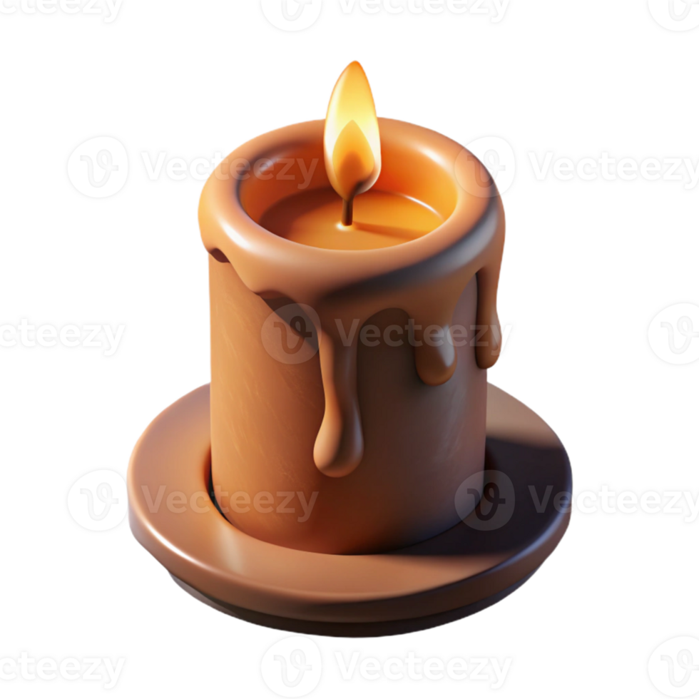 dramatic modern Flickering Candle Cutout with Shadow Isolated Element premium png
