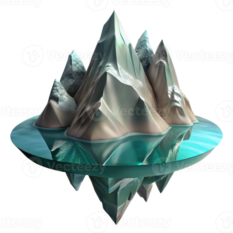 wonderful modern Fjord Mountain Reflection in Icy Water Isolated professional png