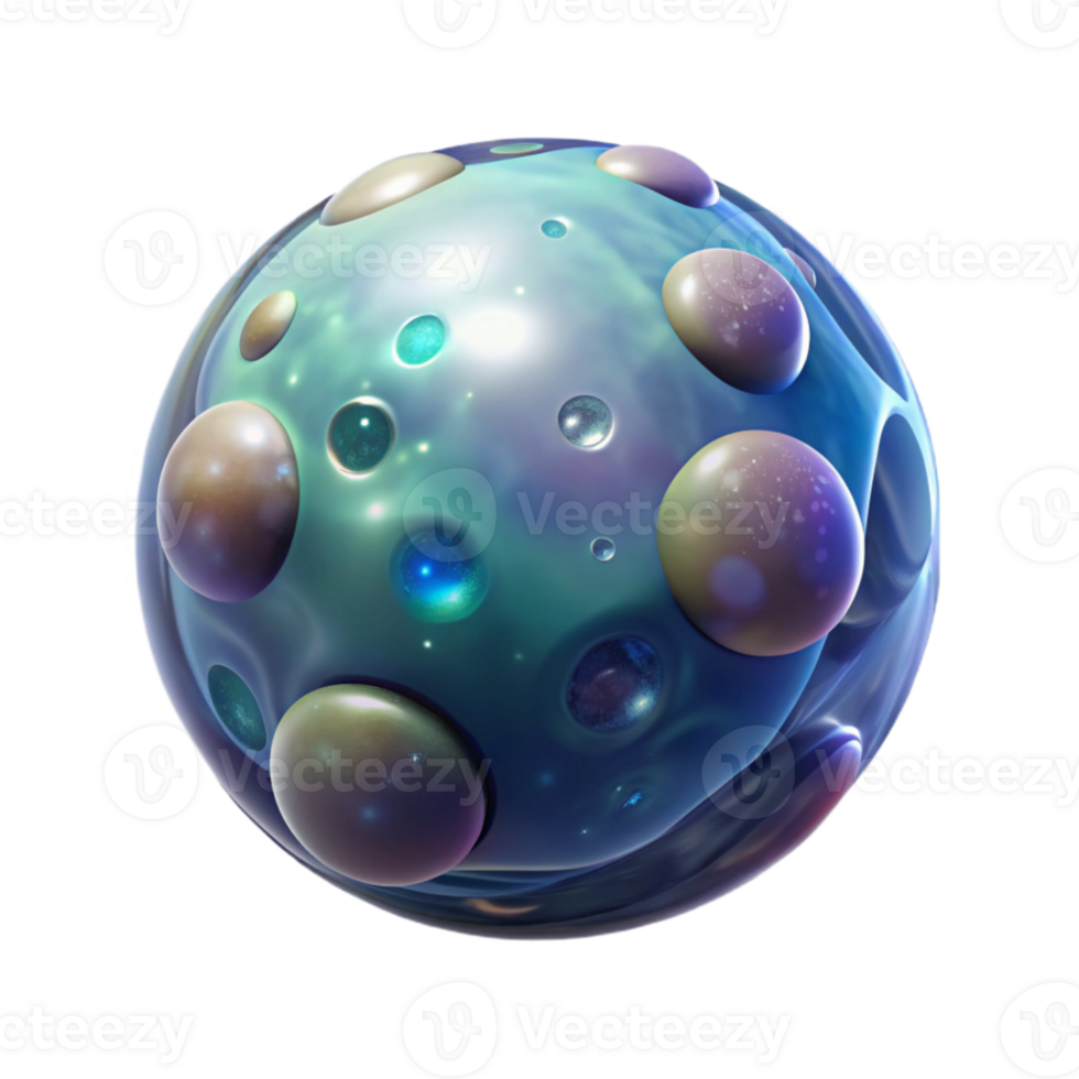 vibrant creative Floating Micro Universe Bubble Isolated on Transparent Background original png