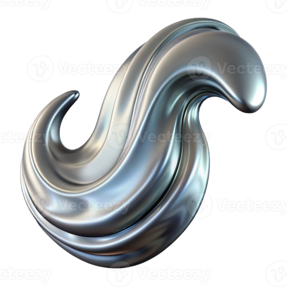 elegant vintage Flowing Liquid Metal Wave Cutout Element png