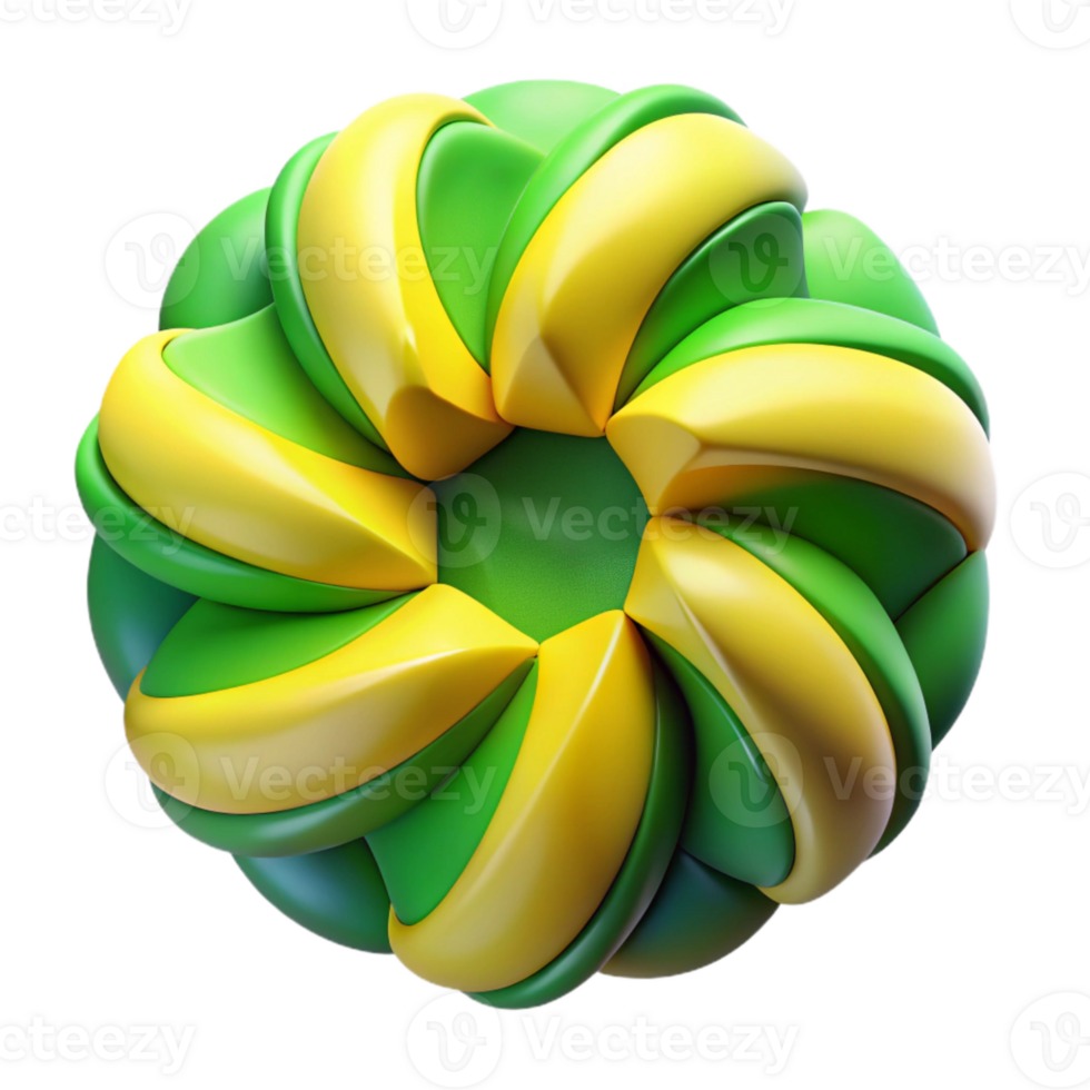 magnificent artistic Flux Formation Dynamic Pattern Green and Yellow Cutout original png