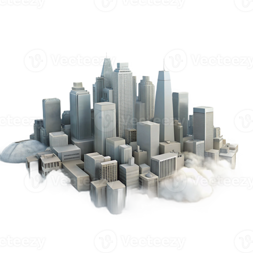 elegant vintage Foggy Cityscape Transparent Background Dramatic Perspective authentic png