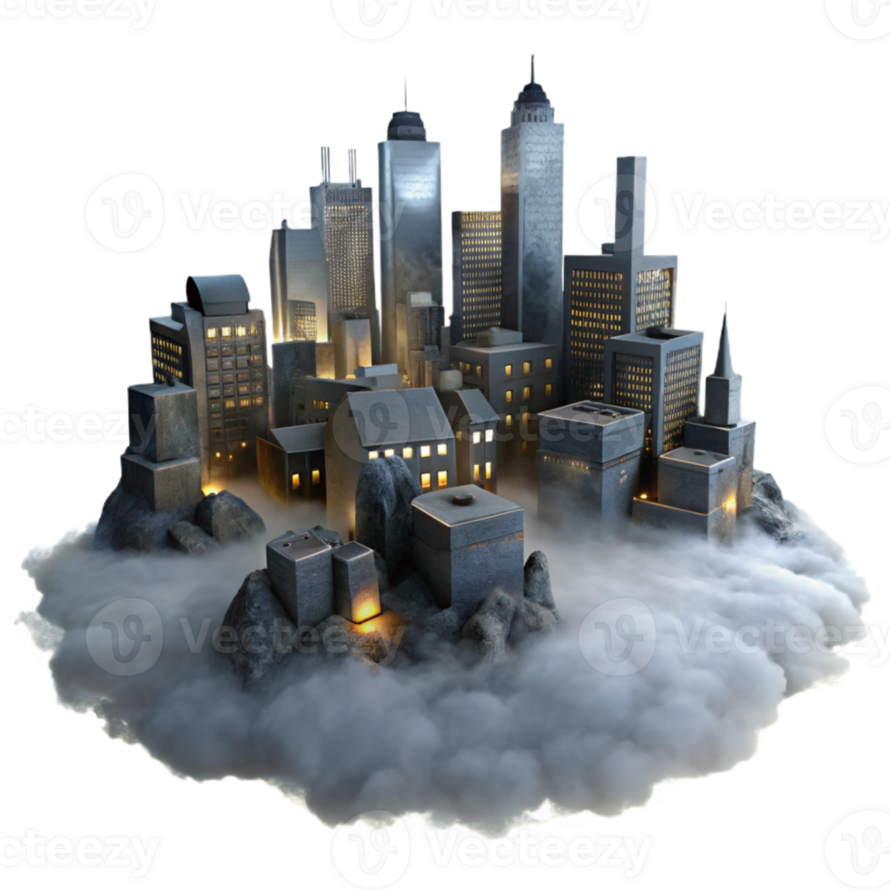 elegant abstract Foggy Cityscape at Night Isolated Element high quality png