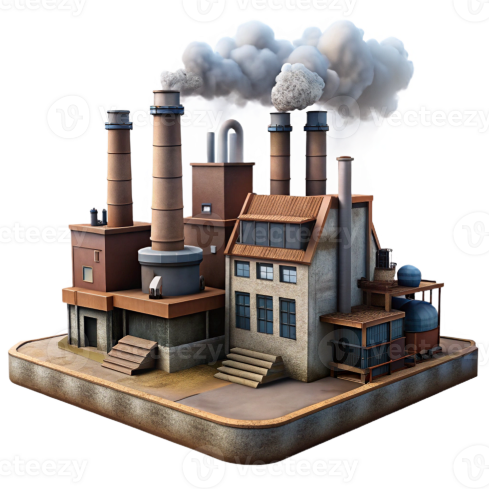 impressive modern Foggy Industrial District with Transparent Background authentic png