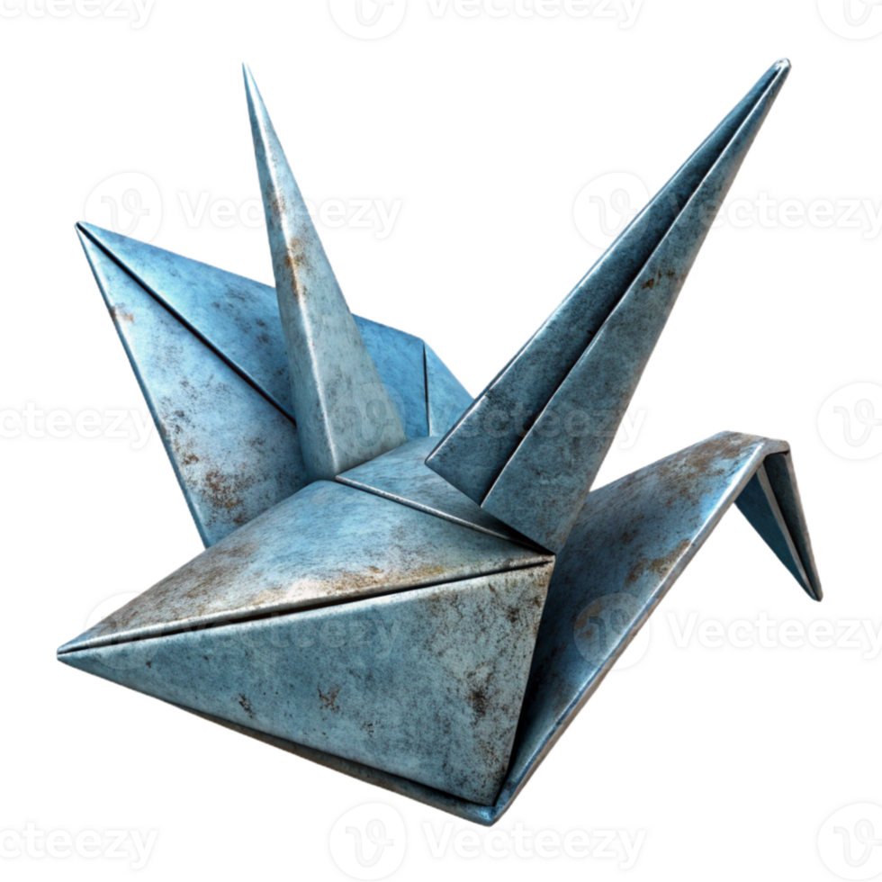 dramatic creative Folded Paper Crane Depth Illusion Isolated original png