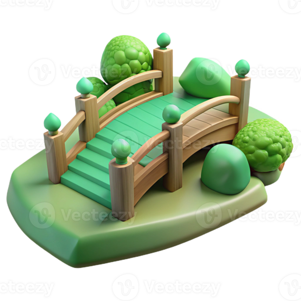 elegant classic Footbridge Over Stream Transparent with Green Tint premium png