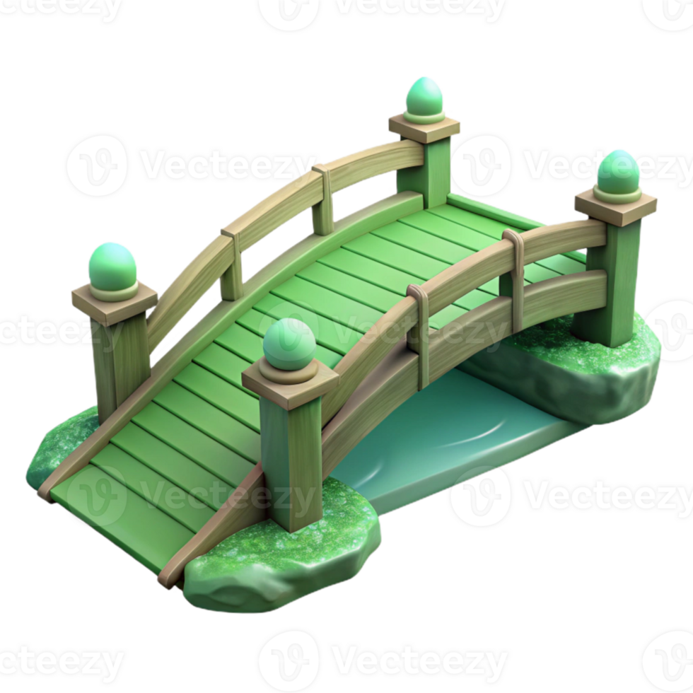 wonderful rustic Footbridge Over Stream Transparent with Green Tint original png