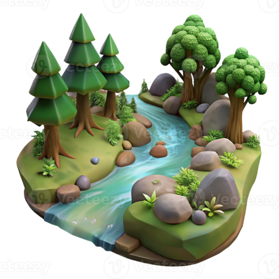 wonderful artistic Forest Stream with Lyrax Light Transparent Background authentic png