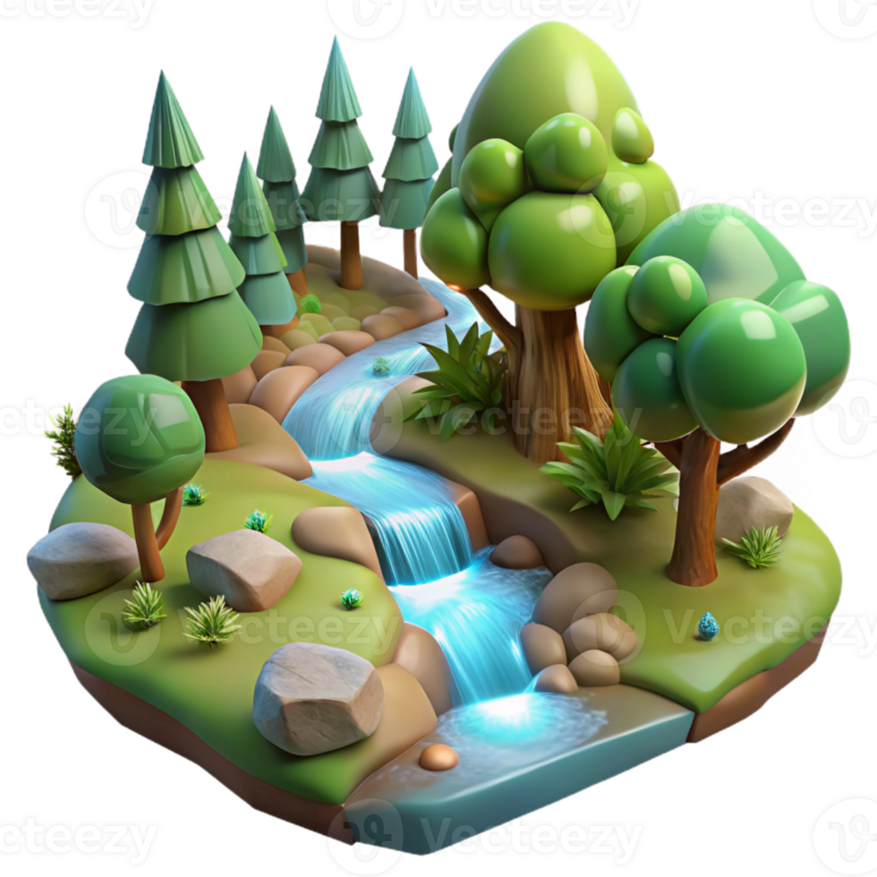 magnificent minimalist Forest Stream with Lyrax Light Transparent Background png
