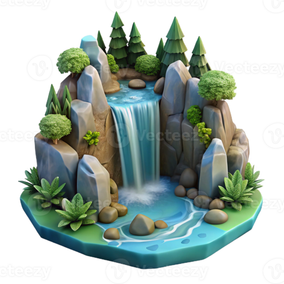 stunning classic Forest Waterfall Cutout Crystal Clear Water Isolated png