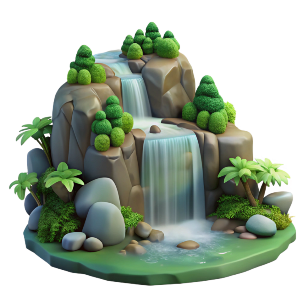 extraordinary vintage Forest Waterfall Isolated Cascading Water Stream high resolution png