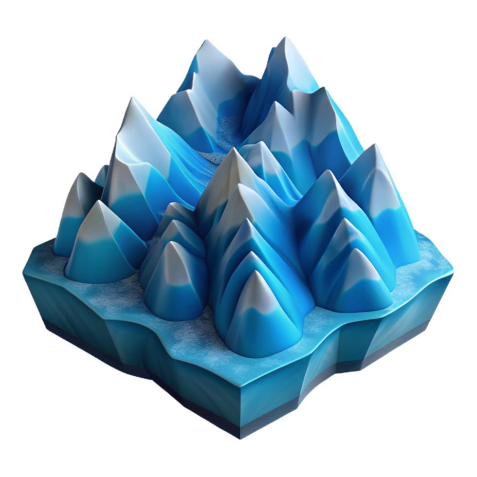 extraordinary contemporary Fractal Fjord Cutout Isolated Transparent Background Blue genuine png