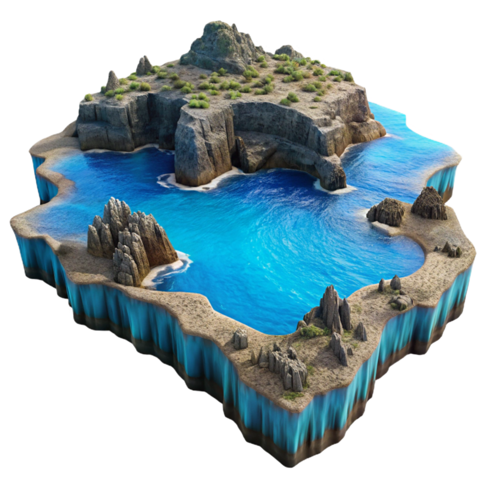 dramatic minimalist Fractal Coastline Isolated Serene Water Reflection authentic png