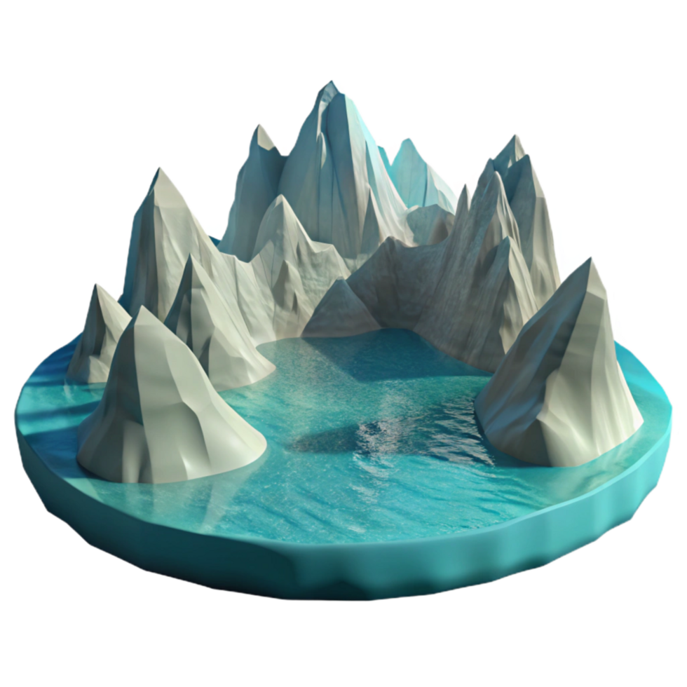 stunning minimalist Fractal Fjord in Calm Waters Cutout Isolated Element exclusive png