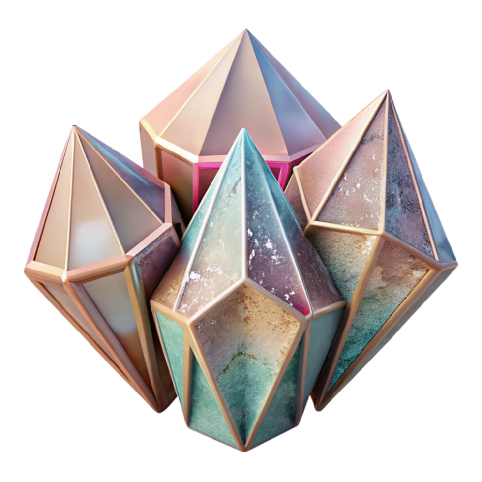 serene abstract Geometric Crystal Cutout Pastel Crystal Textures professional png