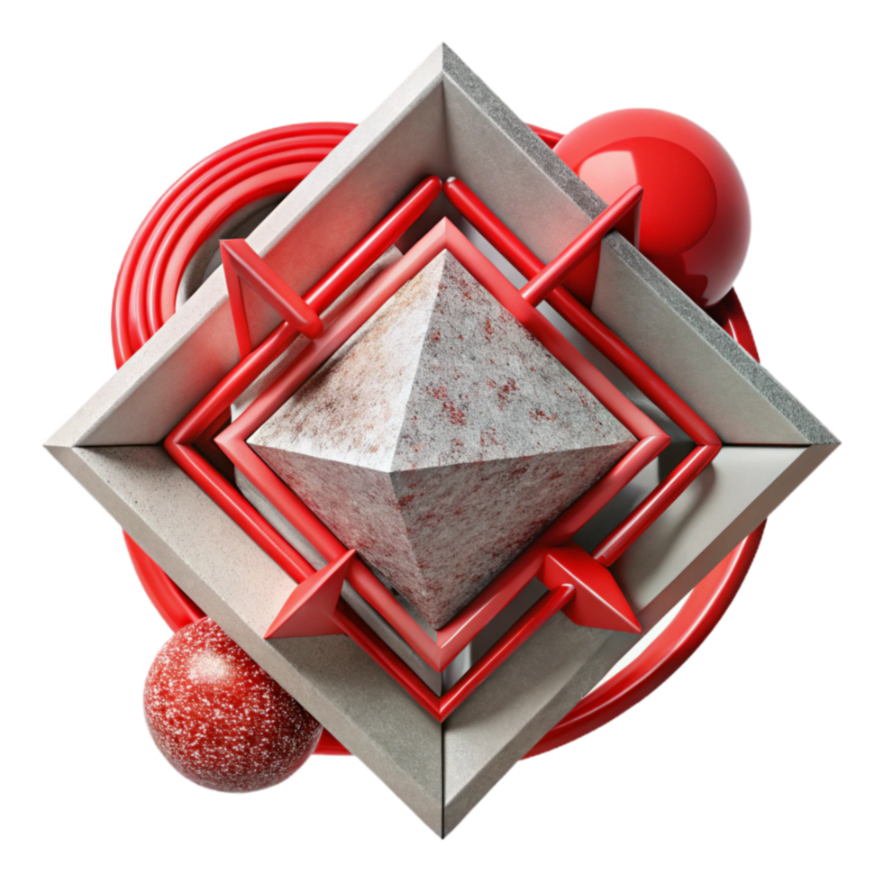 beautiful traditional Geometric Chaos Design Red Sharp Angles Isolated professional png