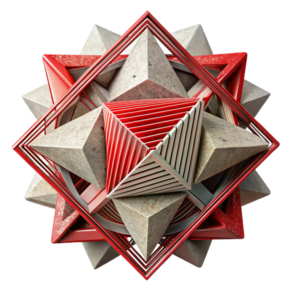 vibrant creative Geometric Chaos Design Red Sharp Angles Isolated professional png