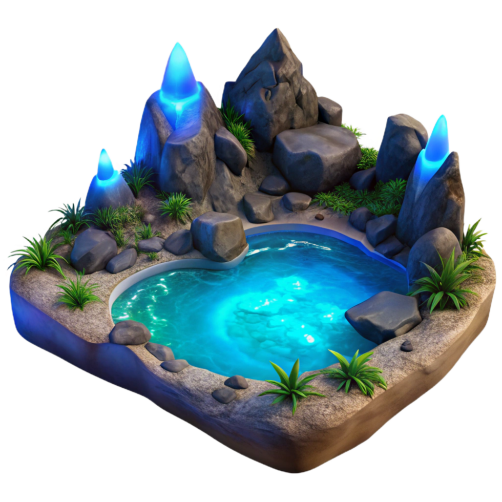 serene vintage Glowing Lagoon Cutout Isolated on Transparent Background detailed png