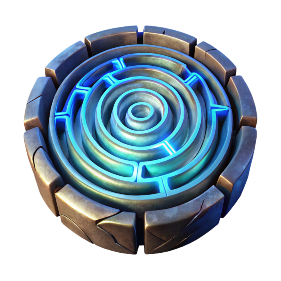 beautiful rustic Glowing Luminari Labyrinth Cutout with Green Pathways high resolution png