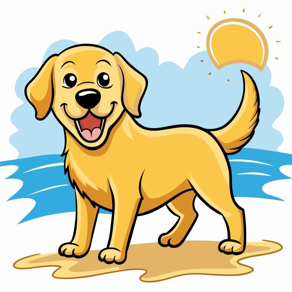 Golden Retriever Puppy at the Beach vector
