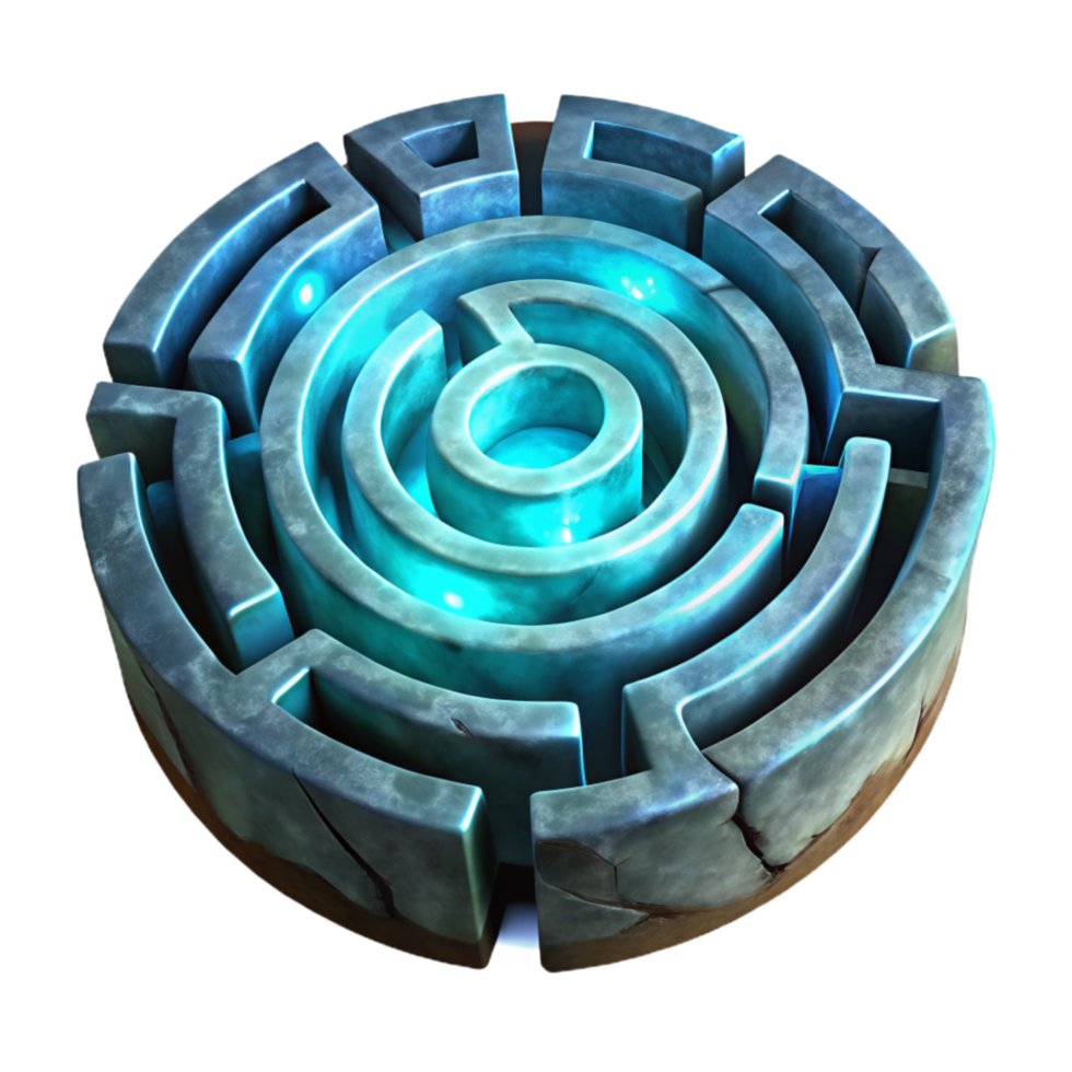 elegant artistic Glowing Luminari Labyrinth Cutout on Transparent Background authentic png