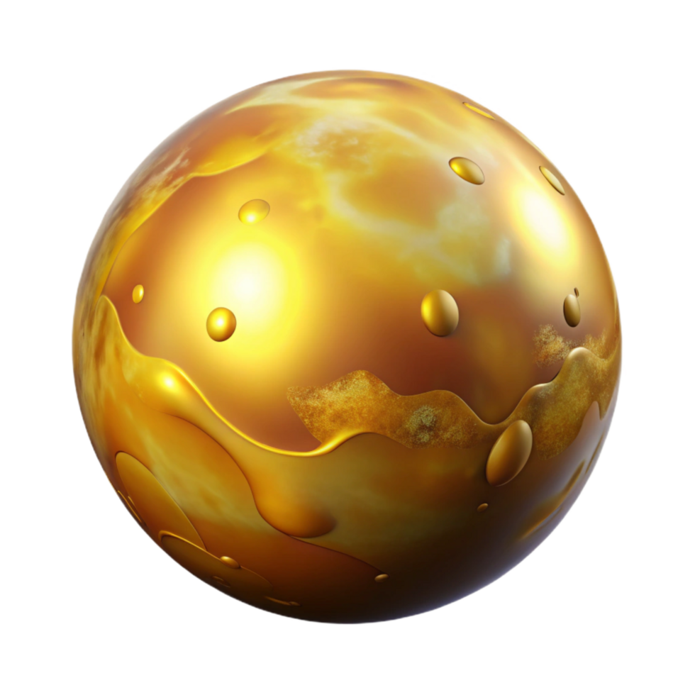 magnificent rustic Liquid Gold Orb Cutout with Glowing Highlights high resolution png
