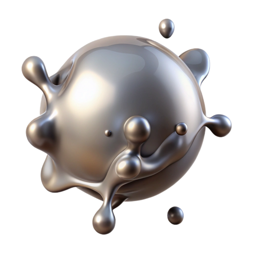 stunning minimalist Liquid Mercury Splash Side View Transparent Background genuine png