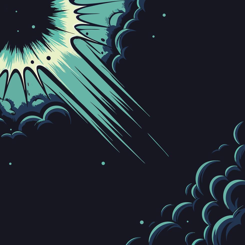 Teal Space Explosion Comic Art vector