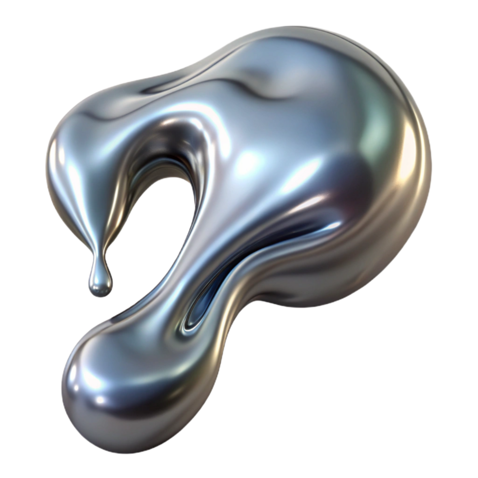 dramatic vintage Liquid Mercury Stream Transparent Background Cutout authentic png