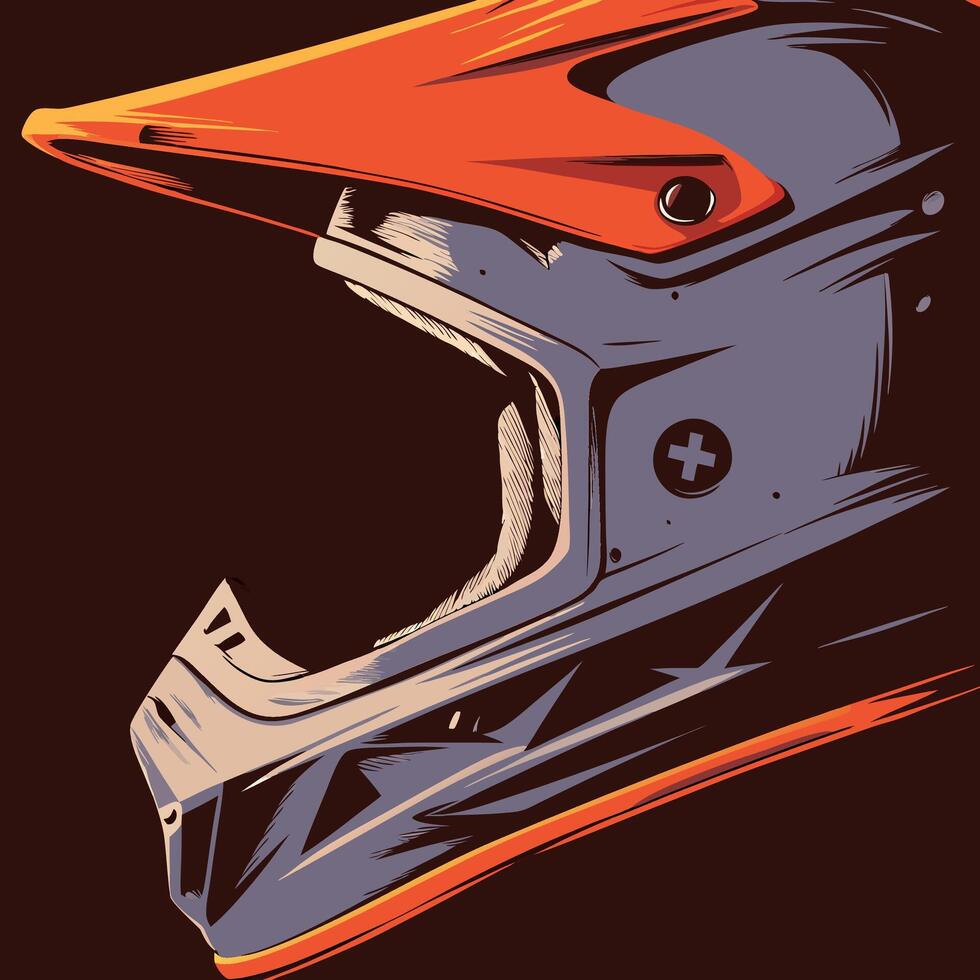 Motocross Helmet Illustration Design vector
