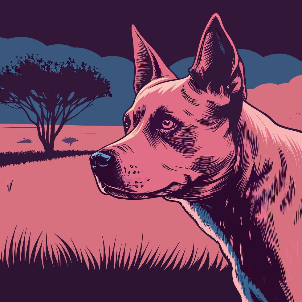 Dog Head Profile, African Savanna vector