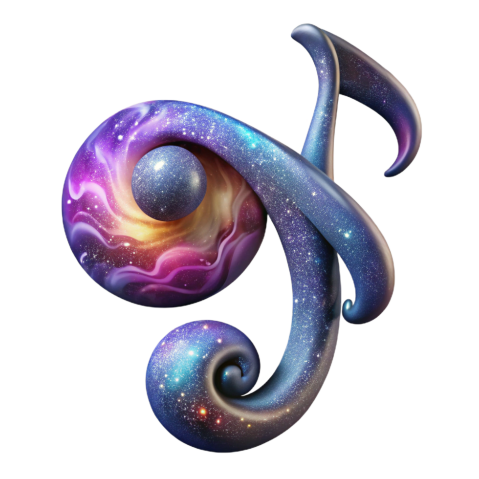 serene classic Nebula Notes Cutout with Colorful Swirls authentic png