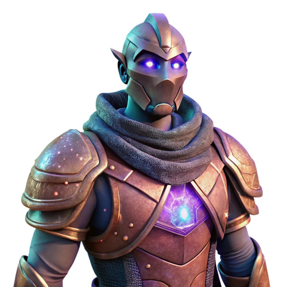 beautiful contemporary Nebula Nomad with Glowing Armor Isolated Element original png