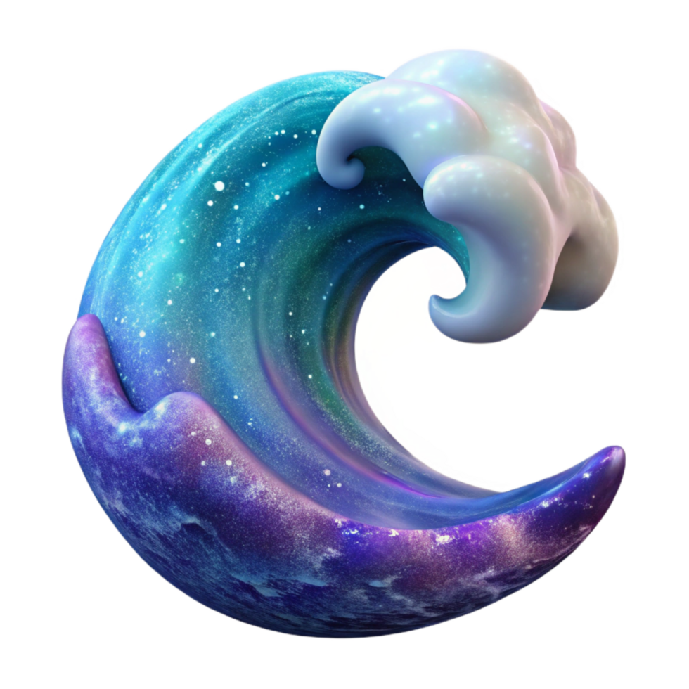stunning classic Nebula Wave Crest Side View Transparent Background detailed png