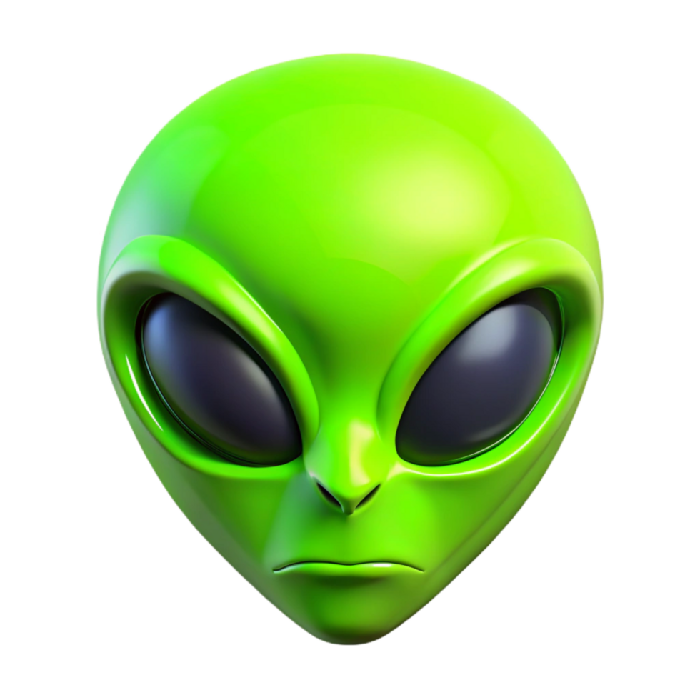 elegant artistic Neon Green Alien Head Cutout Element exclusive png