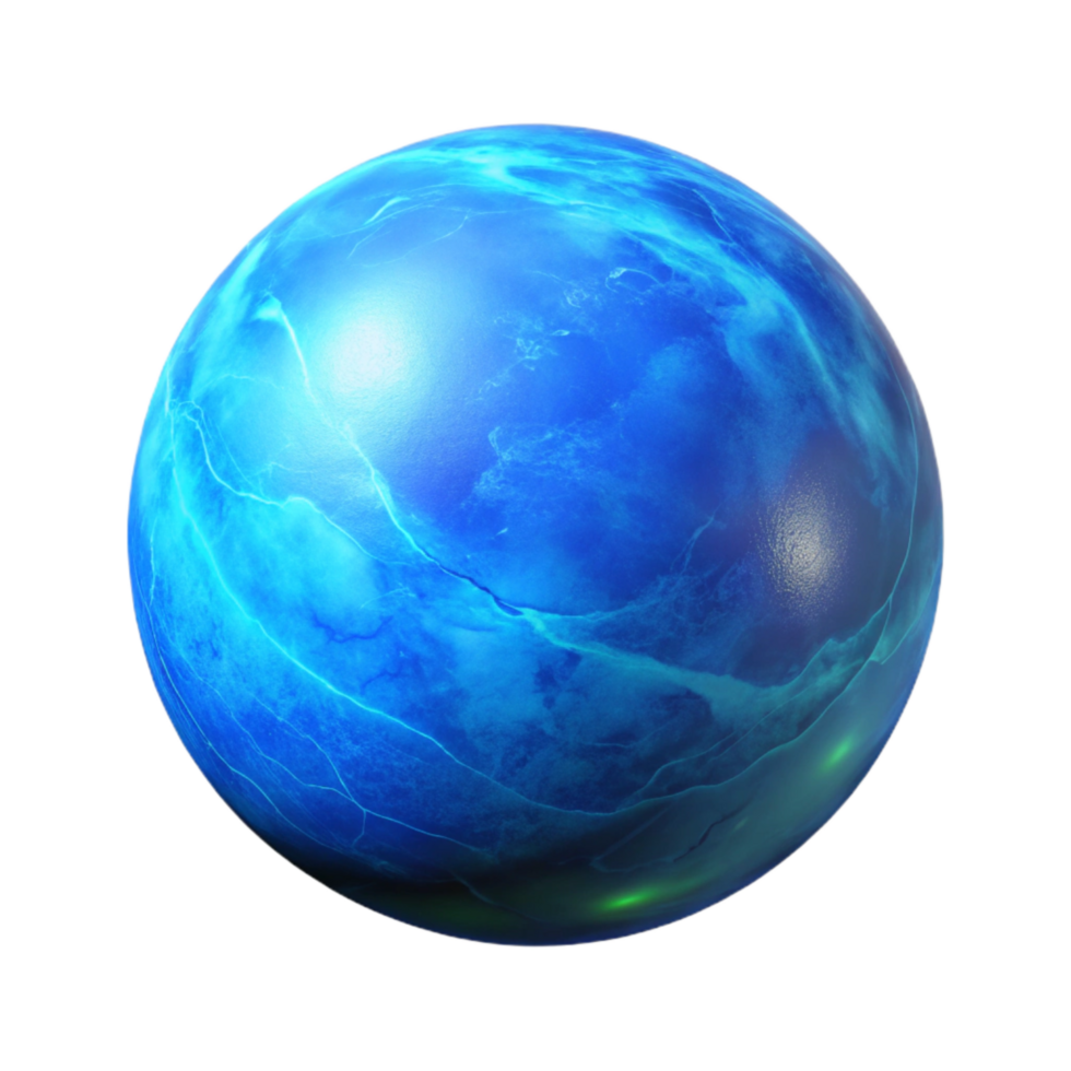elegant abstract Neon Blue Planet Isolated on Transparent Background exclusive png