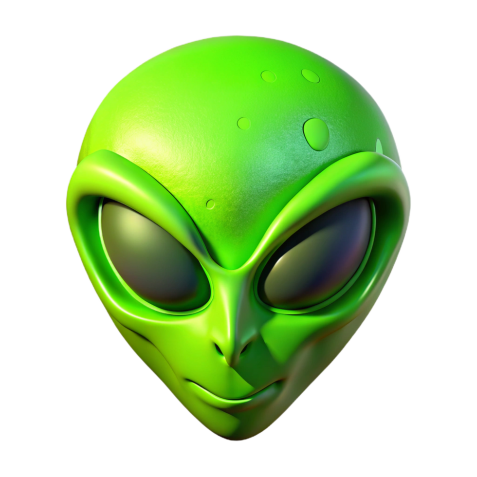 vibrant artistic Neon Green Alien Head Cutout Element high quality png