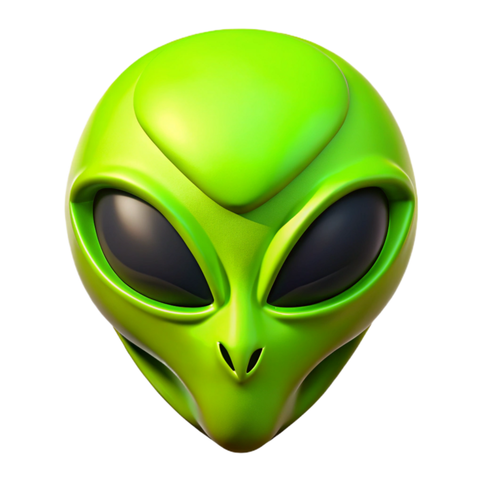 vibrant contemporary Neon Green Alien Head Cutout Element original png
