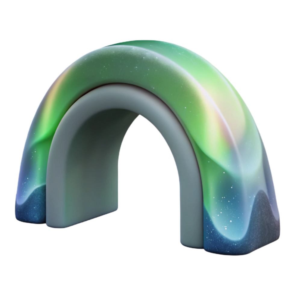 extraordinary rustic Northern Lights Arch Isolated Green Purple Hues premium png
