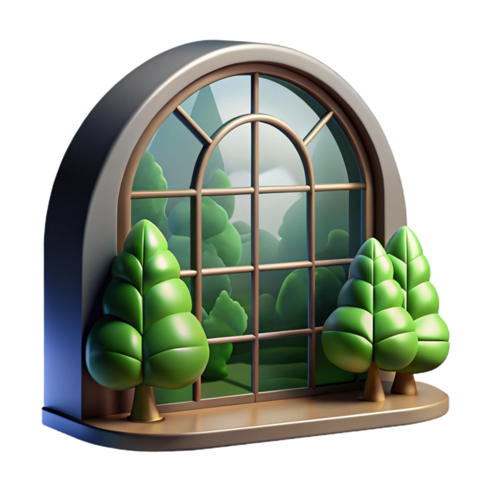 magnificent vintage Reflected Trees in Distorted Window Pane Cutout original png