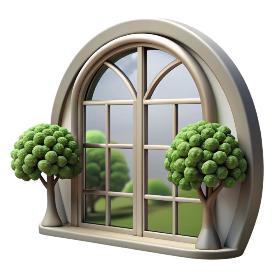 wonderful artistic Reflected Trees in Distorted Window Pane Cutout original png