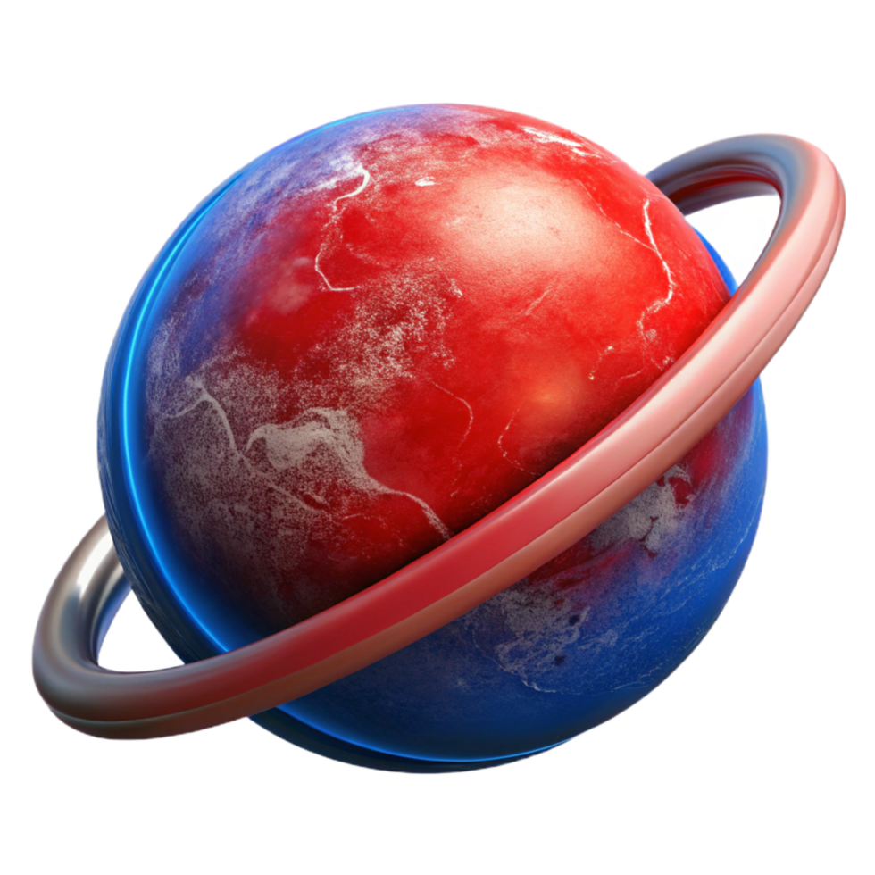 magnificent creative Red Sphere Orbiting a Blue Planet Transparent detailed png