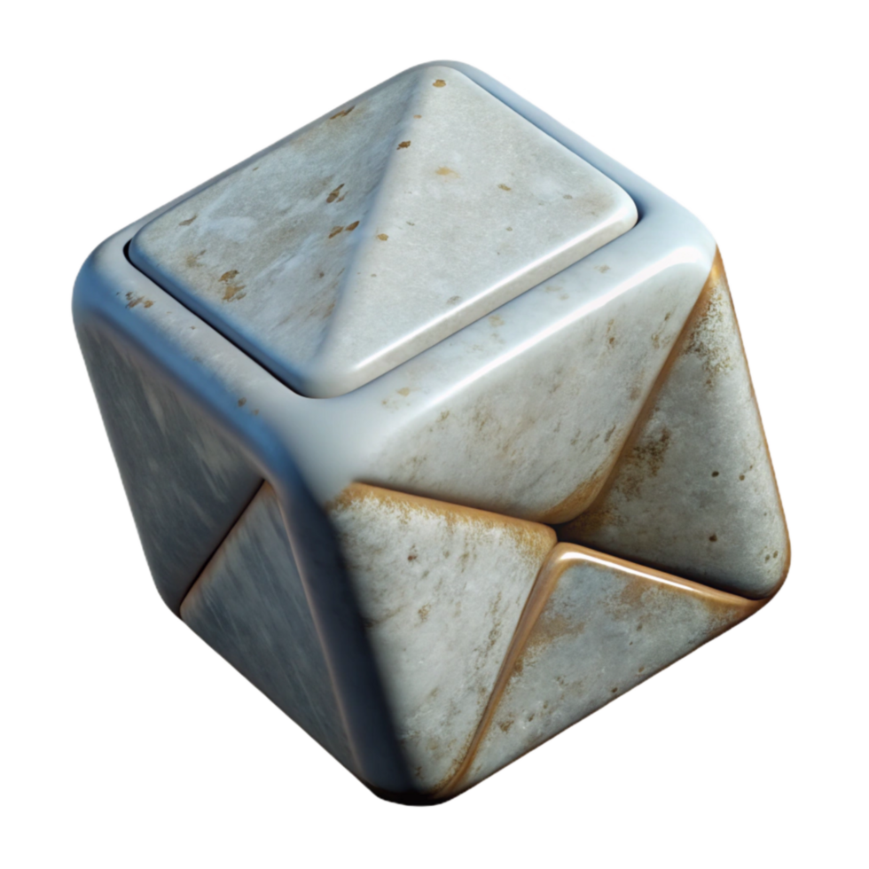 magnificent rustic Rotating Cube with Shadow Detail Isolated genuine png