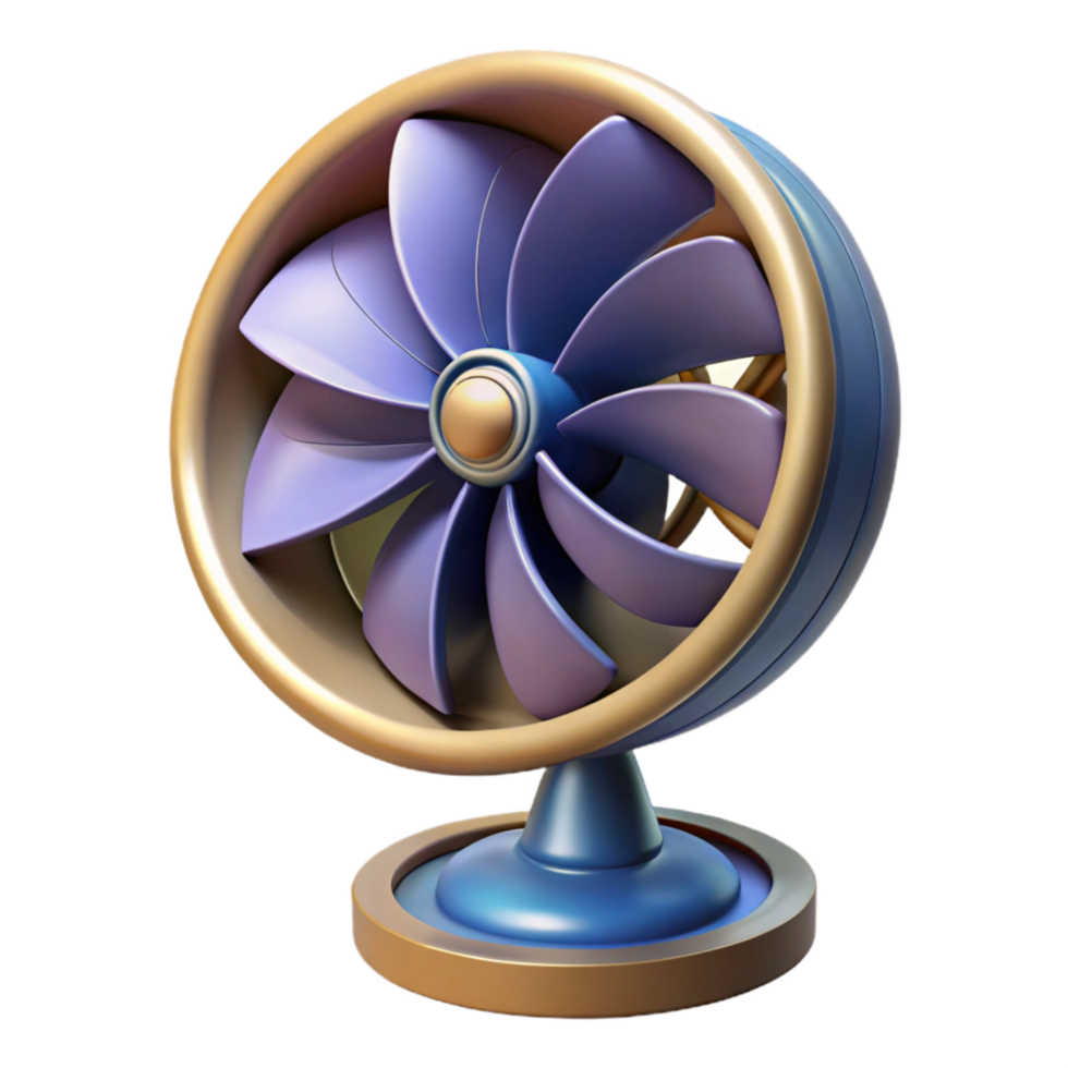 serene rustic Rotating Fan with Shadow Detail Isolated detailed png