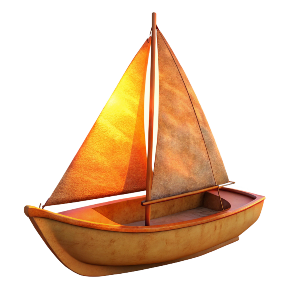 serene rustic Sailboat at Sunset Isolated on Transparent Background Cutout detailed png