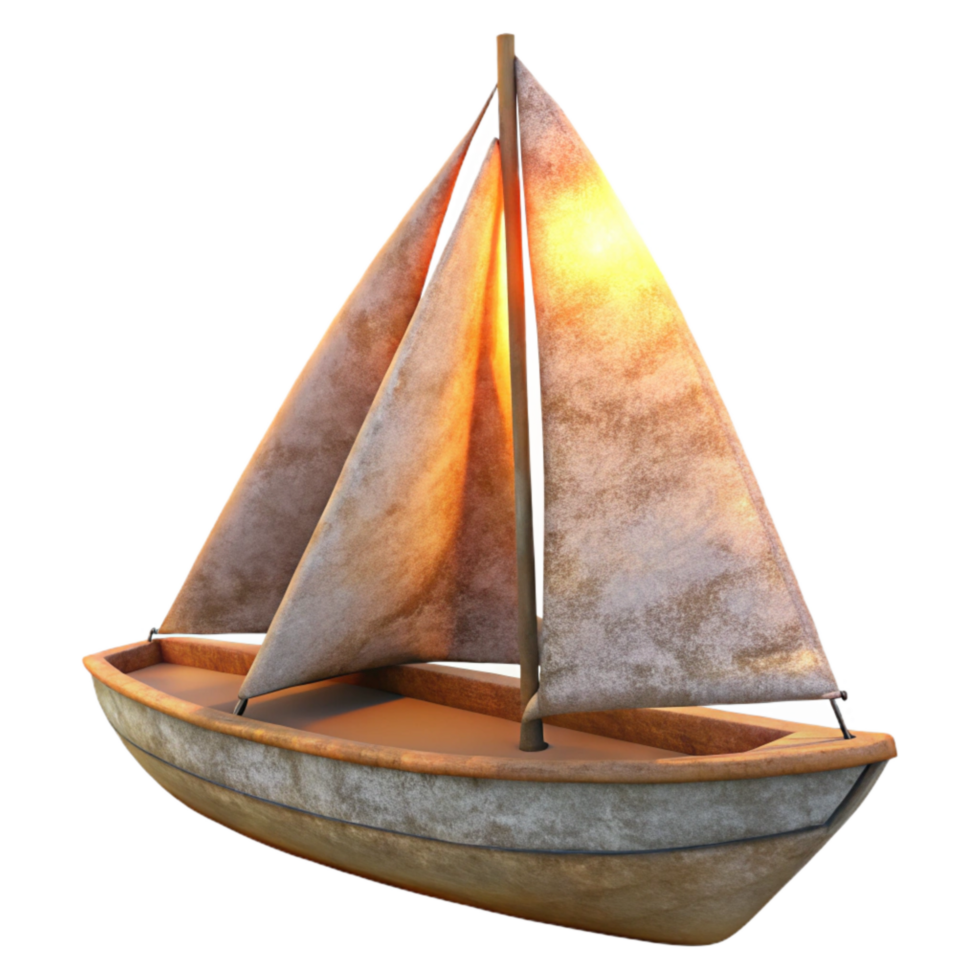 vibrant vintage Sailboat at Sunset Isolated on Transparent Background Cutout original png