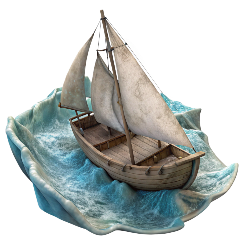elegant classic Sailboat in Rough Seas Transparent Background Isolated detailed png