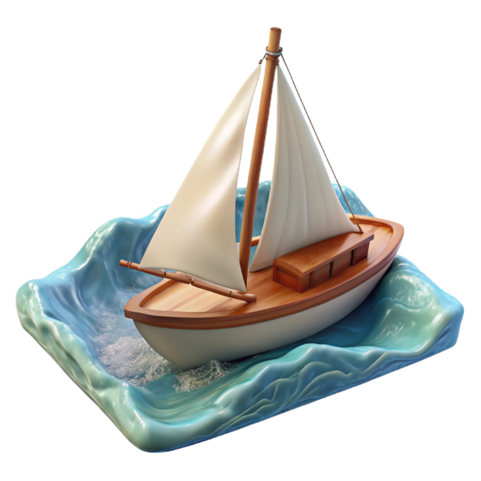 impressive traditional Sailboat Riding the Waves Cutout with Transparent Background png