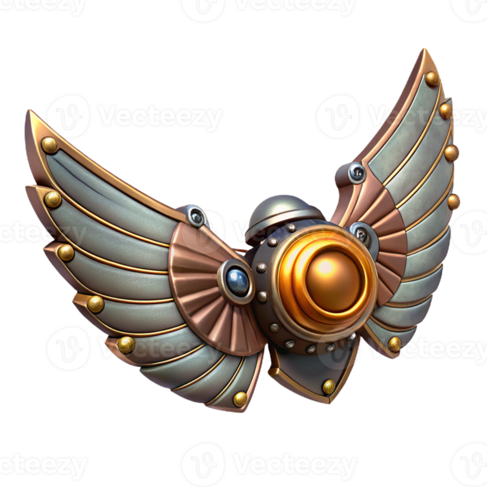 extraordinary vintage Steampunk Mechanical Wings Isolated on Transparent Background professional png